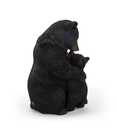 Cuddling Mother and Baby Bear Garden Statue - Black HI-LINE GIFT LTD.
