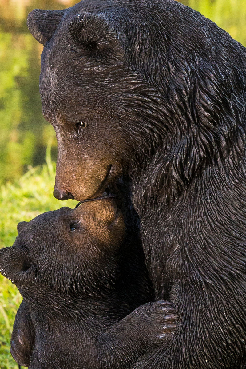 Cuddling Mother and Baby Bear Garden Statue - Black HI-LINE GIFT LTD.