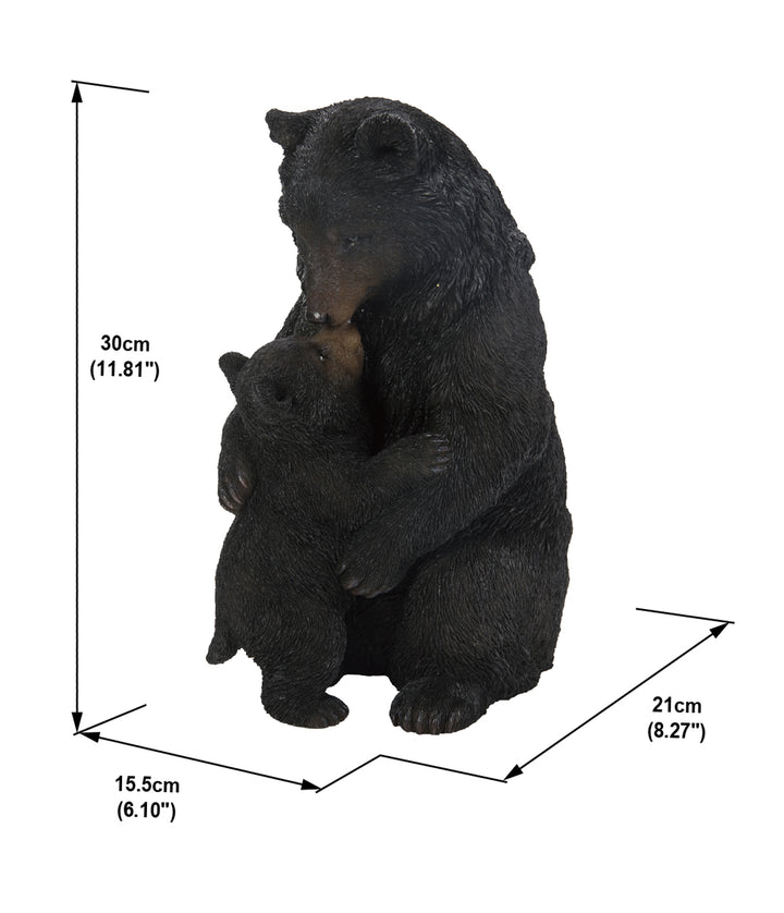 Cuddling Mother and Baby Bear Garden Statue - Black HI-LINE GIFT LTD.