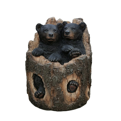 87957-L - Stump Cubs Duo: Playful Polyresin Black Bear Figurine Set Hi-Line Gift Ltd.