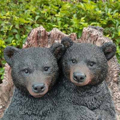 87957-L - Stump Cubs Duo: Playful Polyresin Black Bear Figurine Set Hi-Line Gift Ltd.