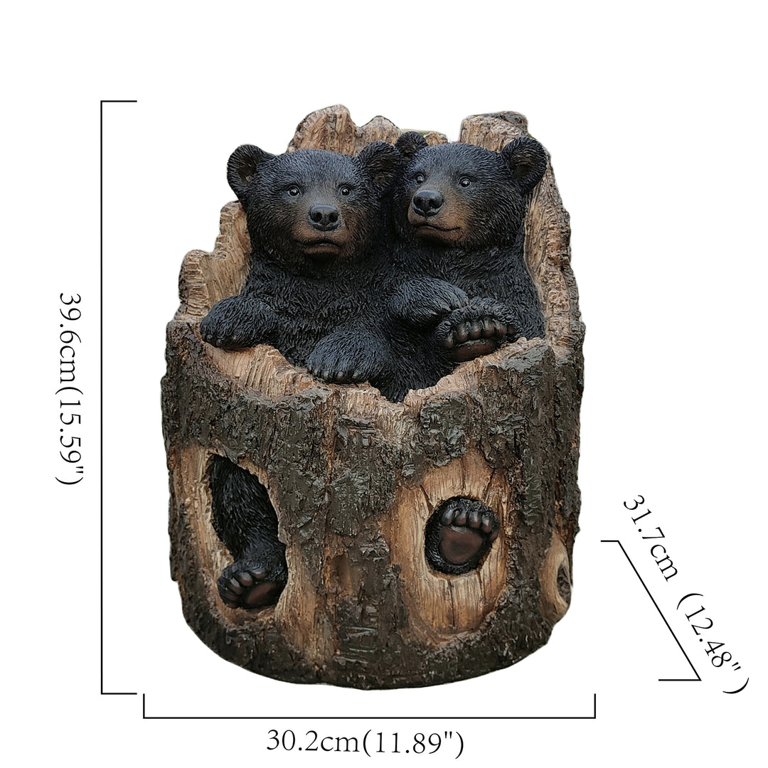 87957-L - Stump Cubs Duo: Playful Polyresin Black Bear Figurine Set Hi-Line Gift Ltd.