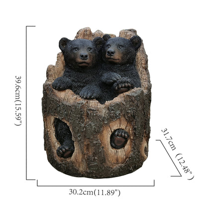 87957-L - Stump Cubs Duo: Playful Polyresin Black Bear Figurine Set Hi-Line Gift Ltd.