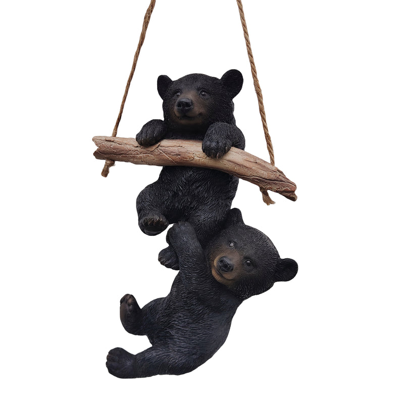 87957-N - Hanging Bear Cubs Duet: Playful Black Polyresin Figurine Set Hi-Line Gift Ltd.