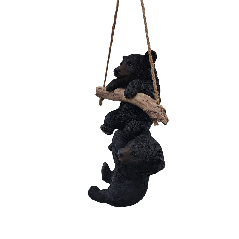 87957-N - Hanging Bear Cubs Duet: Playful Black Polyresin Figurine Set Hi-Line Gift Ltd.
