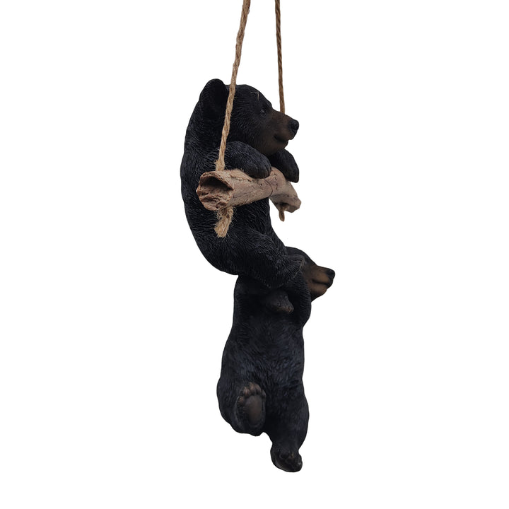87957-N - Hanging Bear Cubs Duet: Playful Black Polyresin Figurine Set Hi-Line Gift Ltd.