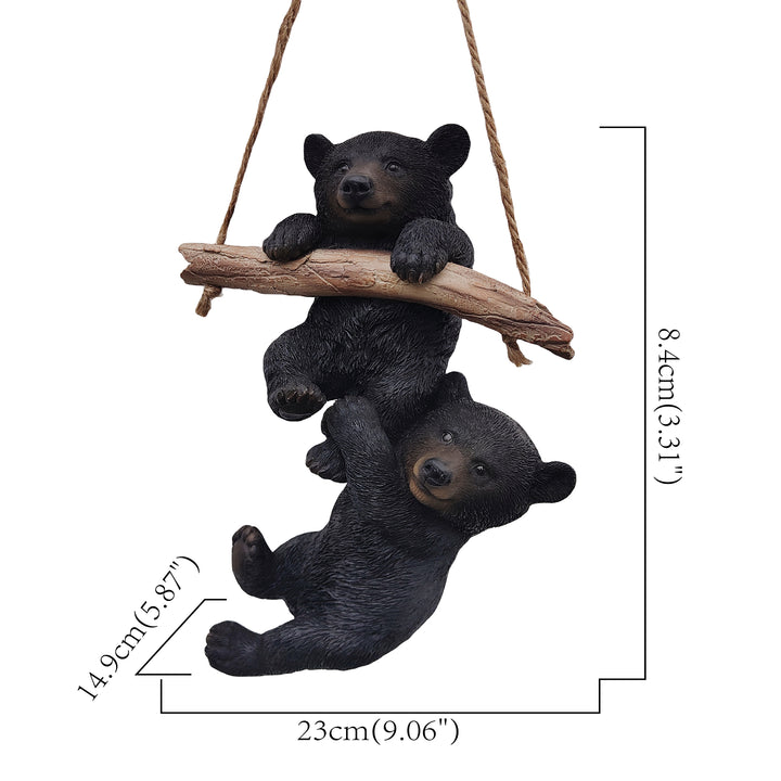 87957-N - Hanging Bear Cubs Duet: Playful Black Polyresin Figurine Set Hi-Line Gift Ltd.