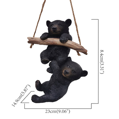 87957-N - Hanging Bear Cubs Duet: Playful Black Polyresin Figurine Set Hi-Line Gift Ltd.