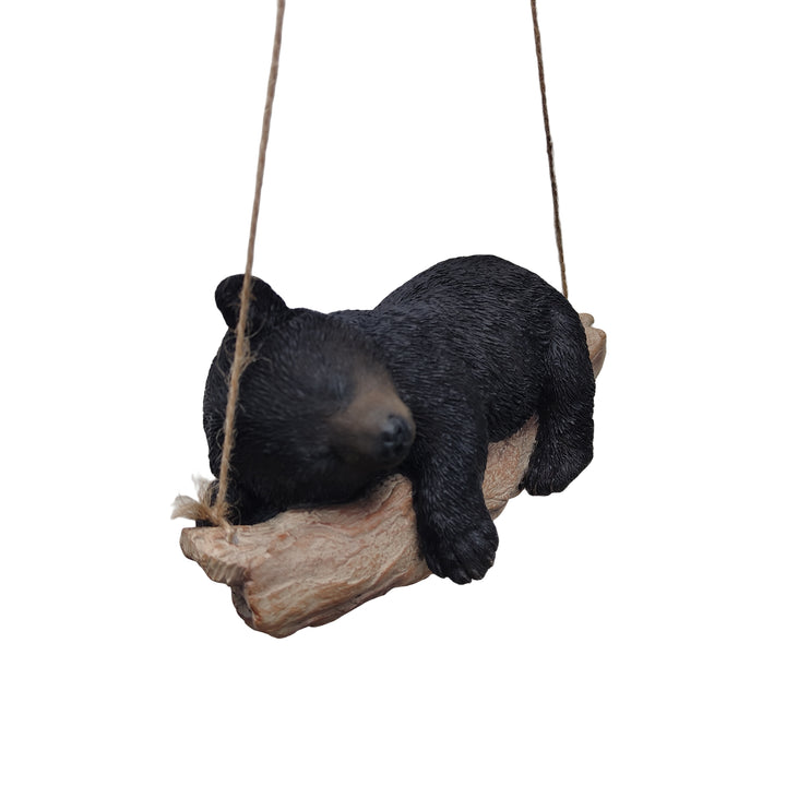 87957-O - Suspended Cub Serenity: Striking Black Hanging Bear Polyresin Figurine Hi-Line Gift Ltd.