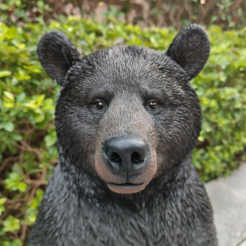 87957-P - Onyx Guardian: Majestic Black Polyresin Sitting Bear Figurine Hi-Line Gift Ltd.