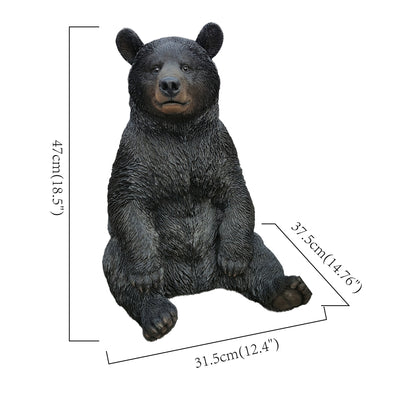 87957-P - Onyx Guardian: Majestic Black Polyresin Sitting Bear Figurine Hi-Line Gift Ltd.