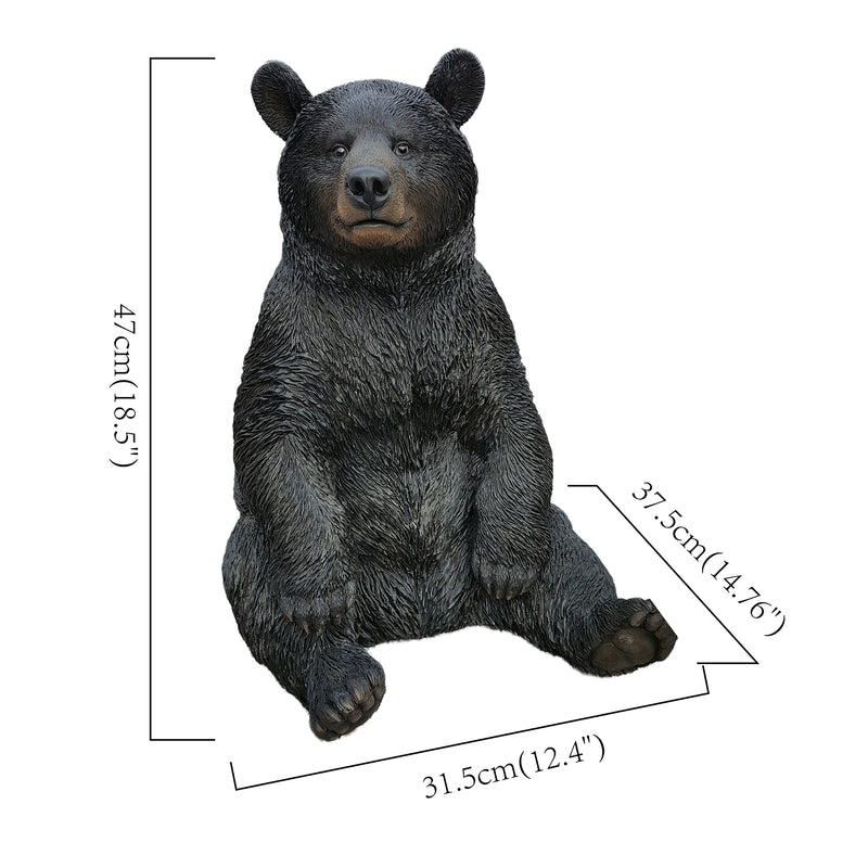 87957-P - Onyx Guardian: Majestic Black Polyresin Sitting Bear Figurine Hi-Line Gift Ltd.