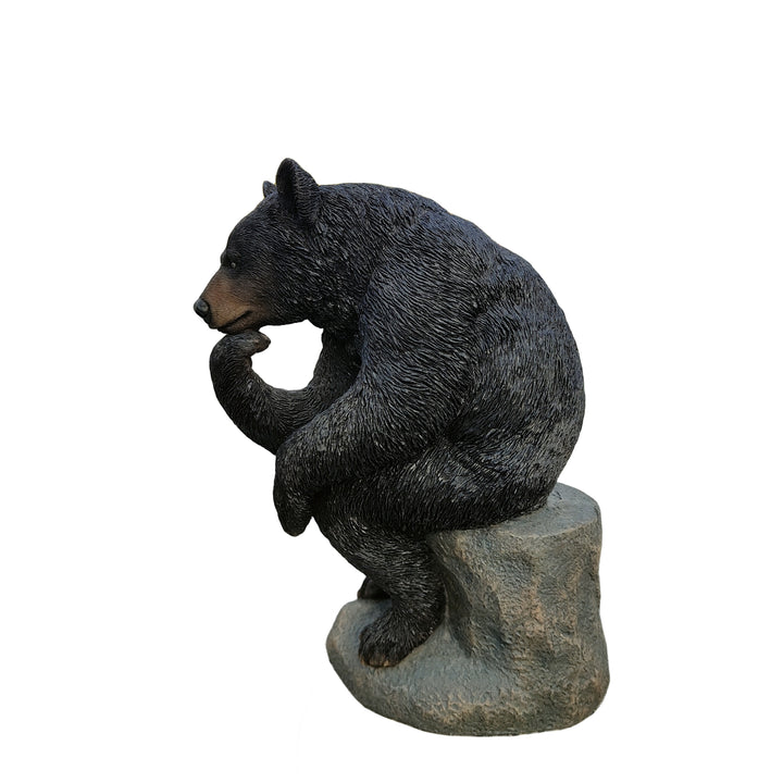 87957-Q - Onyx Contemplation: Intriguing Black Polyresin Thinking Bear Figurine Hi-Line Gift Ltd.