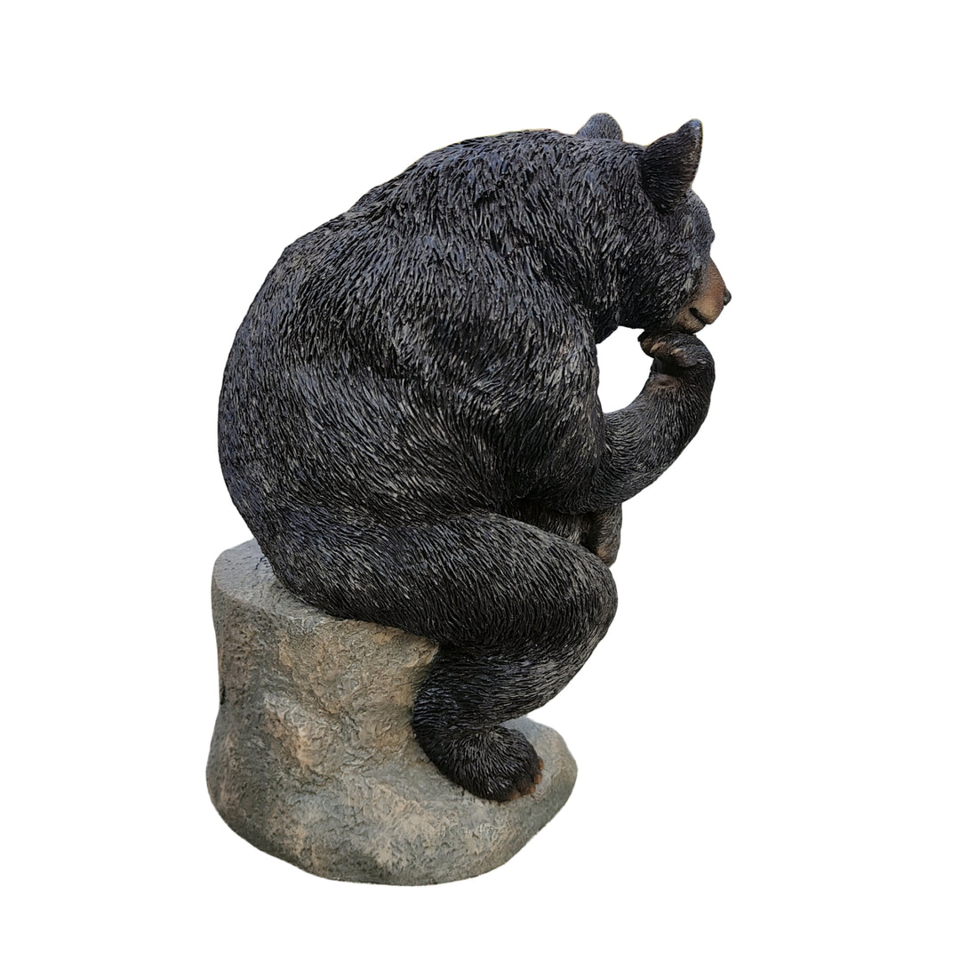 87957-Q - Onyx Contemplation: Intriguing Black Polyresin Thinking Bear Figurine Hi-Line Gift Ltd.