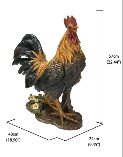Large Rooster On A Wood Barrel HI-LINE GIFT LTD.