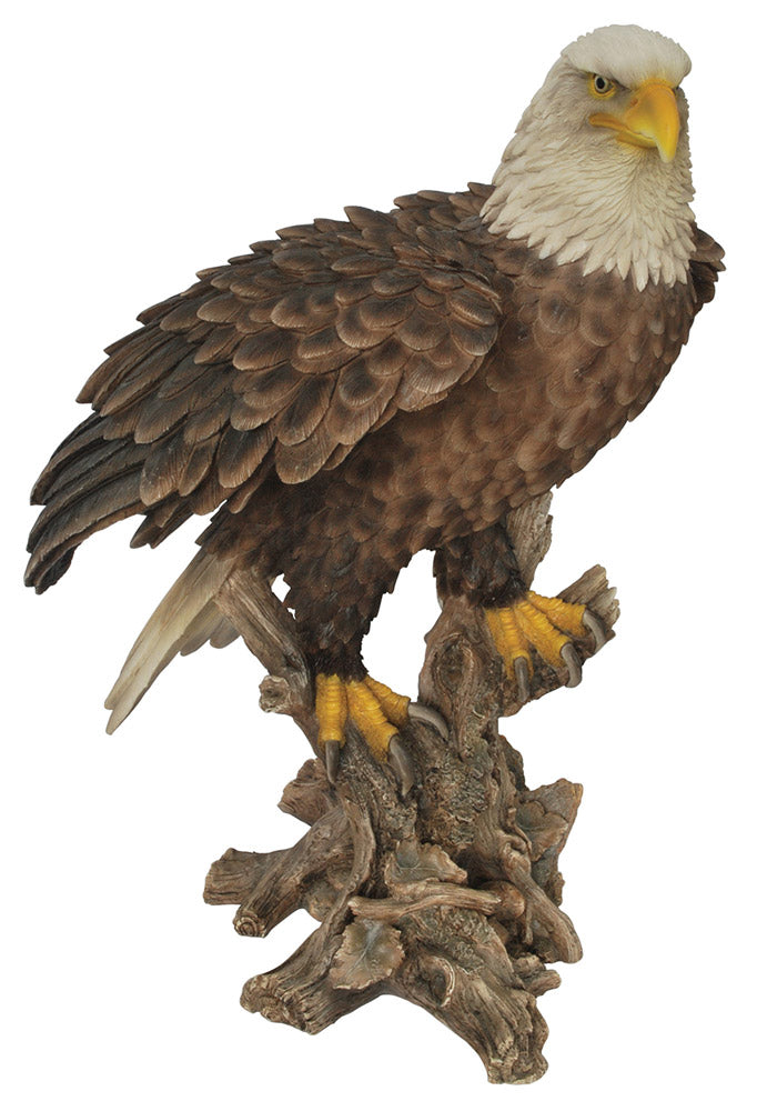 Bald Eagle On Stump W/Wings Out Statue Hi-Line Gift Ltd.