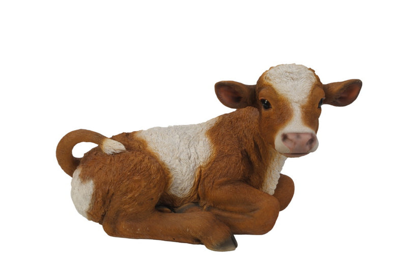 Brown & White Cow Laying Down Hi-Line Gift Ltd.