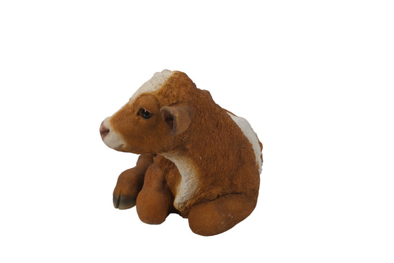 Brown & White Cow Laying Down Hi-Line Gift Ltd.