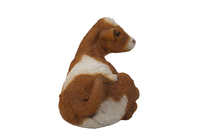 Brown & White Cow Laying Down Hi-Line Gift Ltd.