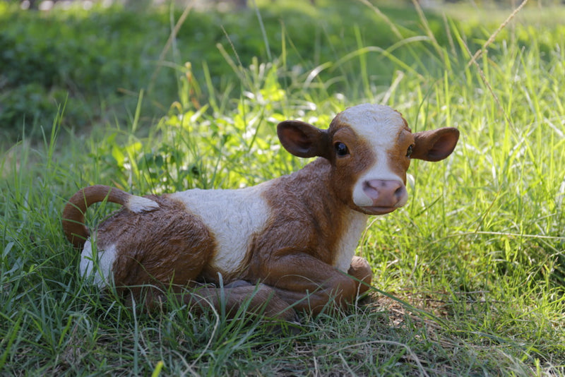 Brown & White Cow Laying Down Hi-Line Gift Ltd.