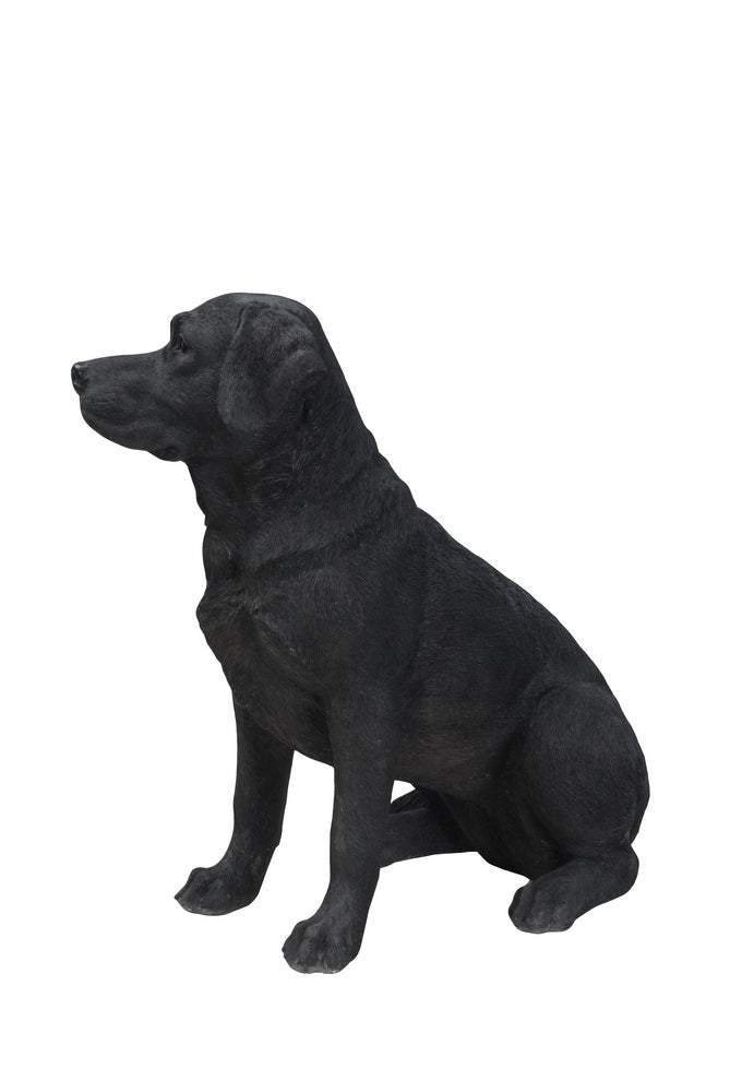 Statue CHIEN labrador ASSIS noir- 90 cm | Prince Décoration