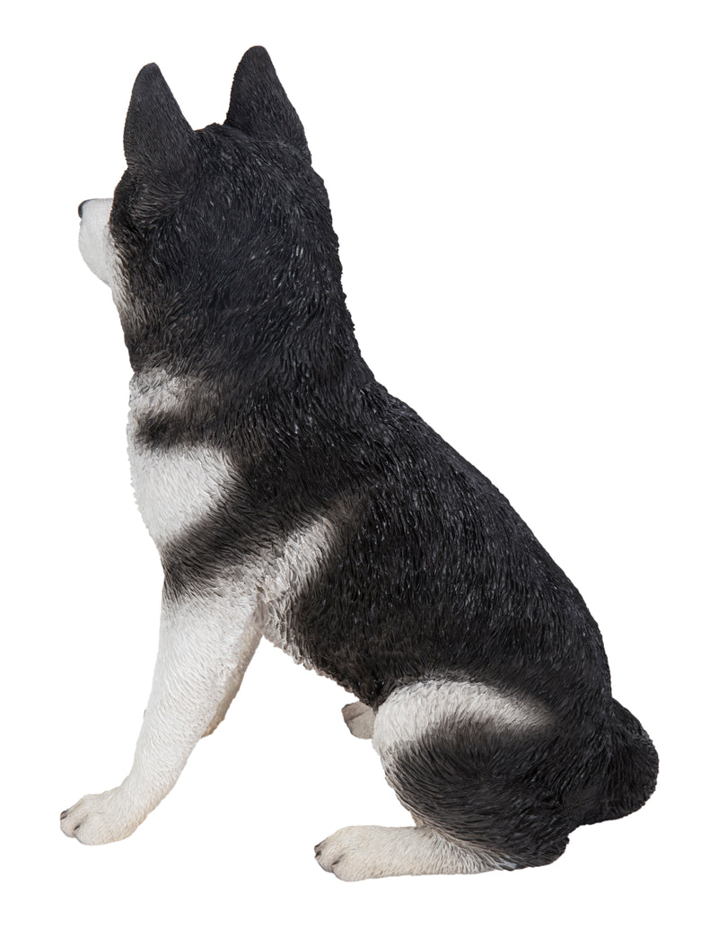 Siberian Husky Sitting Grey and White Statue HI-LINE GIFT LTD.
