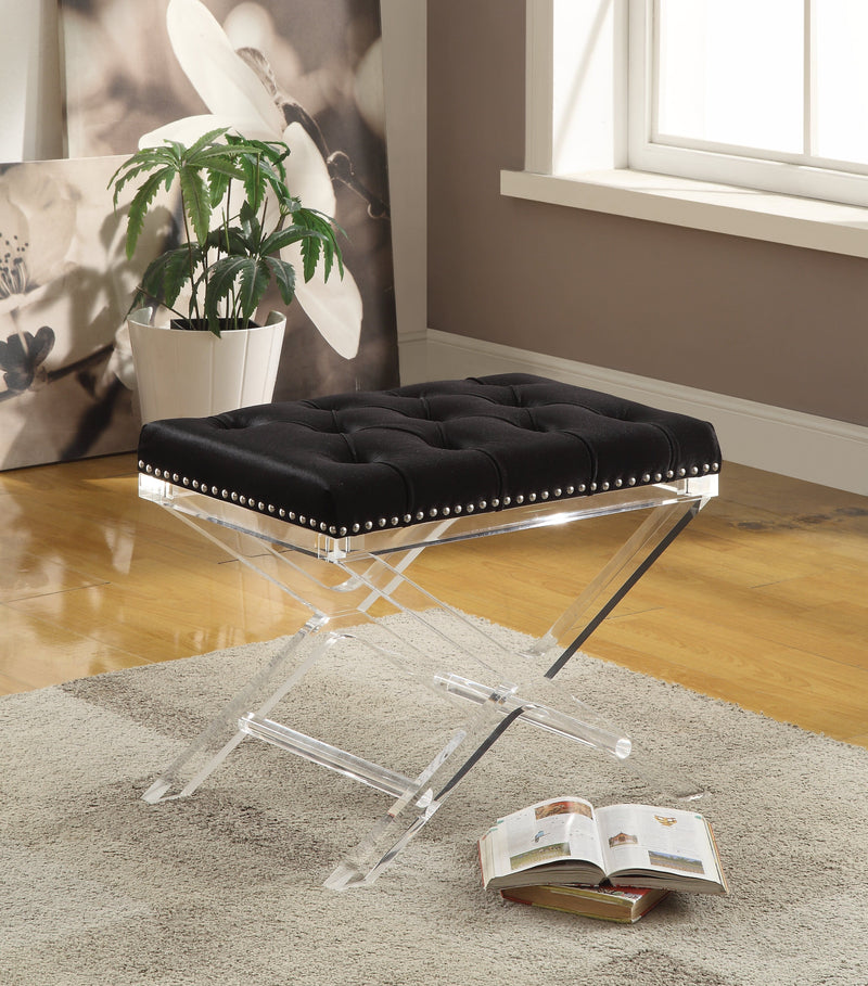 Black Button-Tufted Velvet X-Base Chair HI-LINE GIFT LTD.