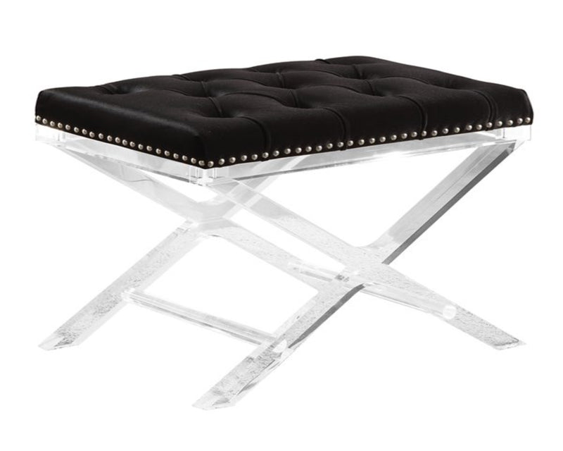 Black Button-Tufted Velvet X-Base Chair HI-LINE GIFT LTD.
