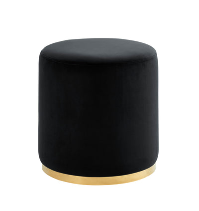 Black & Gold Velvet Round Ottoman HI-LINE GIFT LTD.