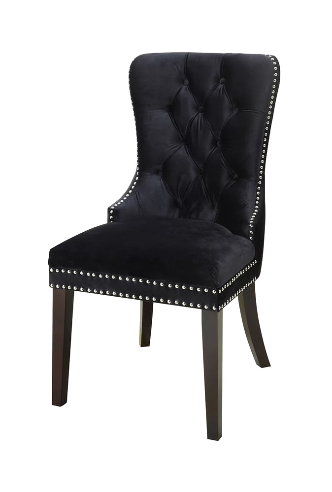 Black Velvet Chair - Button Tufted - Set of 2 HI-LINE GIFT LTD.