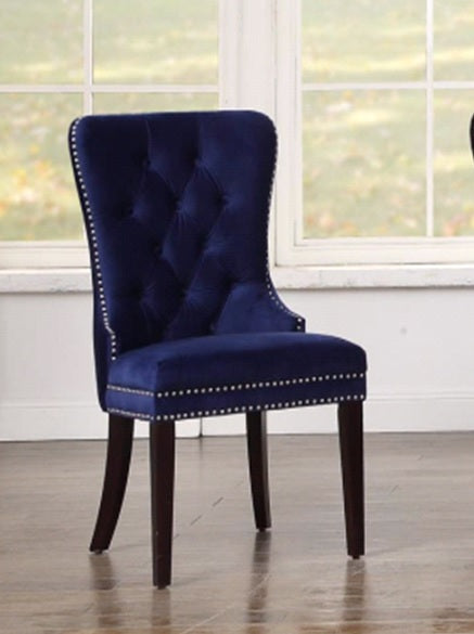 Blue Velvet Chair - Tufted - 2 Piece Set HI-LINE GIFT LTD.