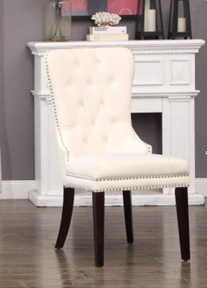 White Velvet Chair - Button Tufted - Set of 2 HI-LINE GIFT LTD.