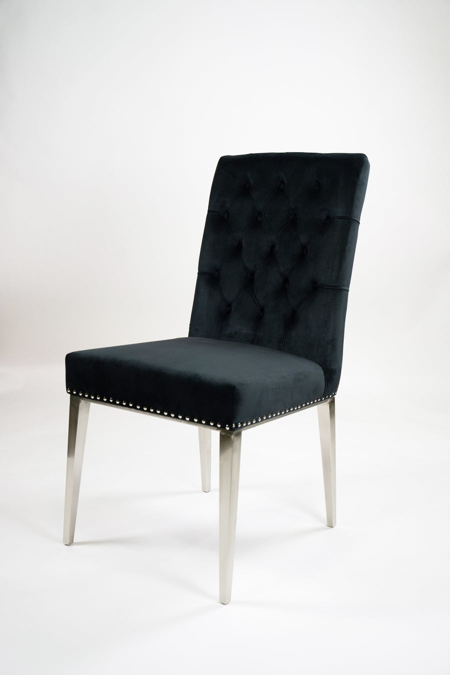 Black Velvet Button-Tufted Dining Chair With  Metal Legs - Set Of 2 HI-LINE GIFT LTD.