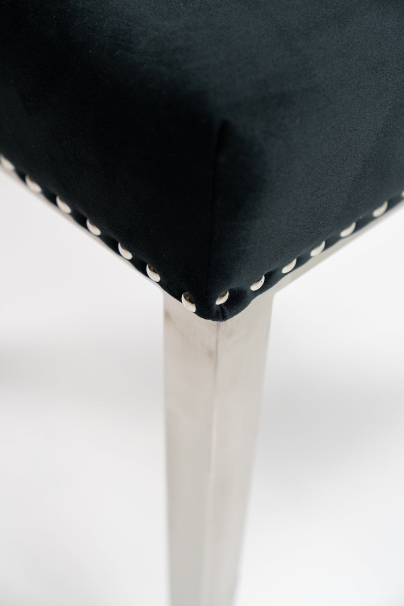 Black Velvet Button-Tufted Dining Chair With  Metal Legs - Set Of 2 HI-LINE GIFT LTD.