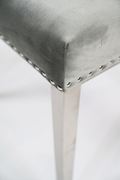 Grey Velvet Button-Tufted Dining Chair With  Metal Legs - Set Of 2 HI-LINE GIFT LTD.