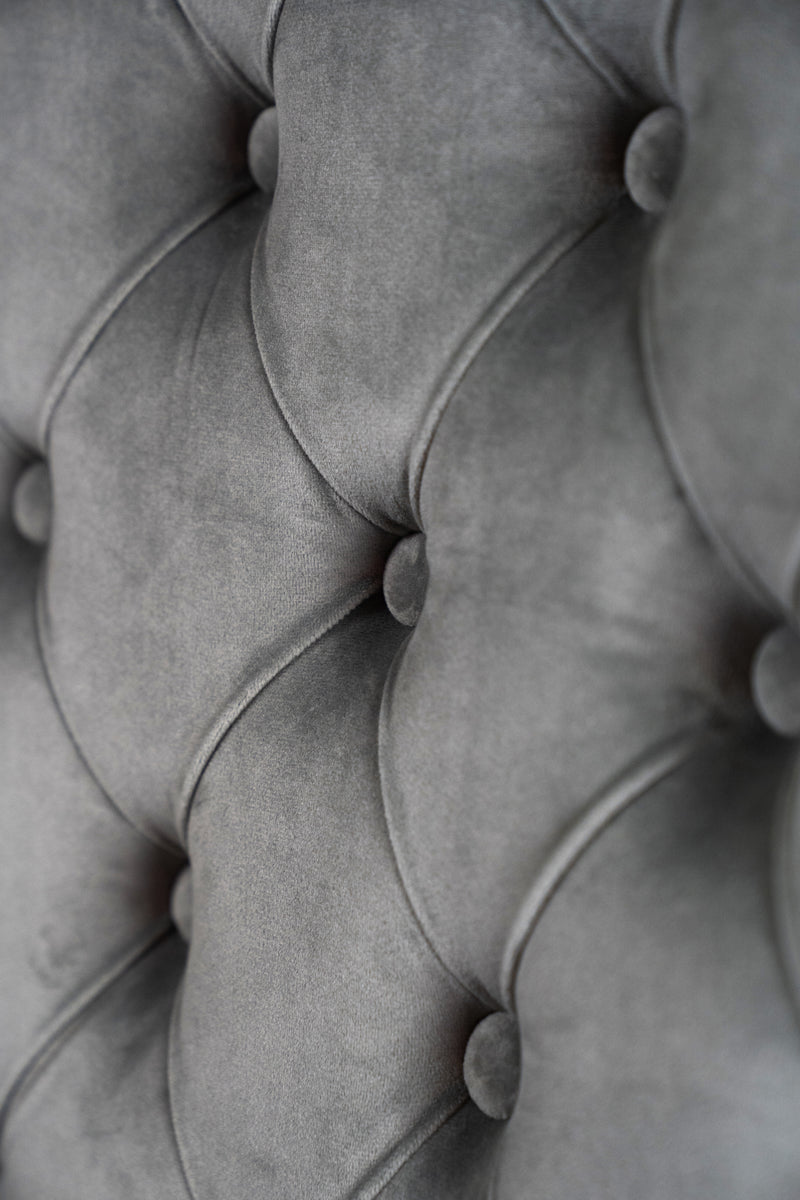 Grey Velvet Button-Tufted Dining Chair With  Metal Legs - Set Of 2 HI-LINE GIFT LTD.