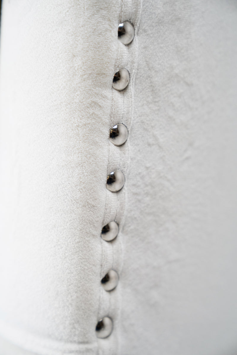 White Velvet Button-Tufted Dining Chair With  Metal Legs - Set Of 2 HI-LINE GIFT LTD.