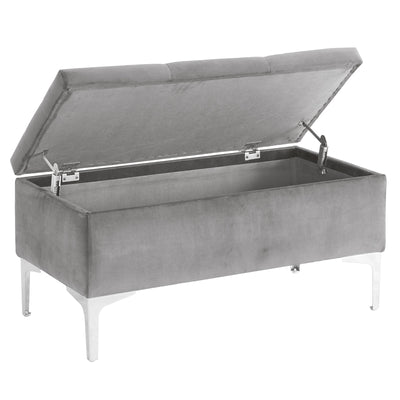 Button Tufted Black Velvet Storage Bench With Metal Legs HI-LINE GIFT LTD.