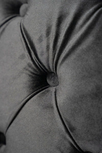 Black Velvet Chair With  Nailhead Trim, Button-Tufting, And Swivel Base HI-LINE GIFT LTD.