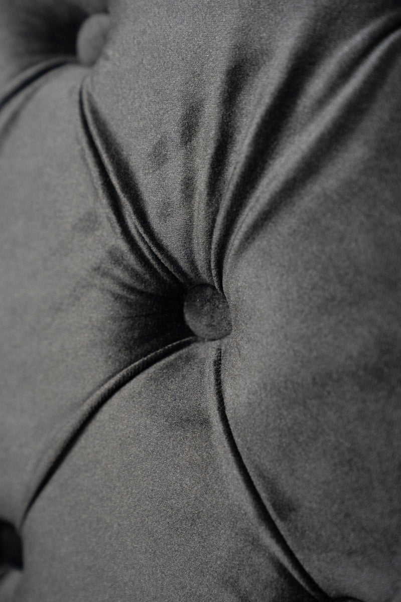 Black Velvet Chair With  Nailhead Trim, Button-Tufting, And Swivel Base HI-LINE GIFT LTD.