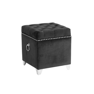 Black Square Velvet Ottoman HI-LINE GIFT LTD.
