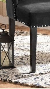 Black Velvet Button Tufted Wingback Dining Chair HI-LINE GIFT LTD.