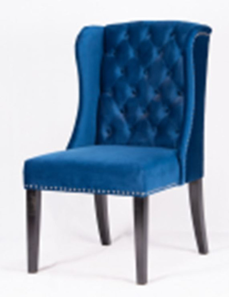 Navy Velvet Button Tufted Wingback Dining Chair HI-LINE GIFT LTD.
