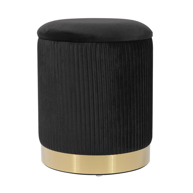Black Velvet Tufted Storage Ottoman With Golden Base HI-LINE GIFT LTD.