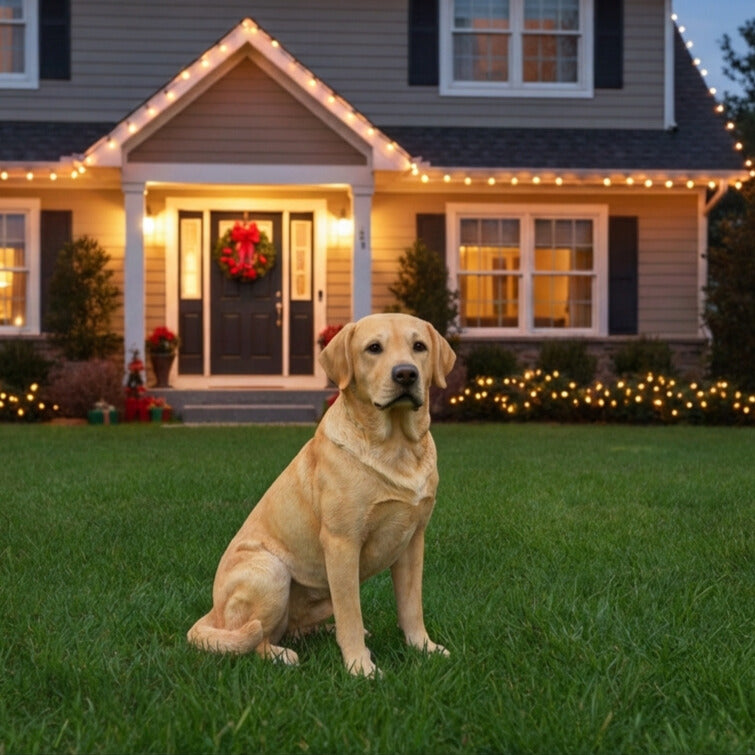 Yellow Lab Sitting Statue