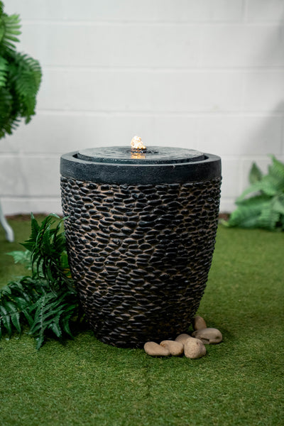 Large Stone Fountain W/FlameEffect Led Hi-Line Gift Ltd.