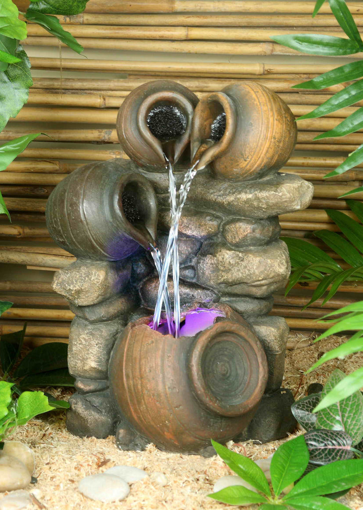 Fountain3 Jugs Pour Into One W/Rgb Light – Hi-Line Gift Ltd.