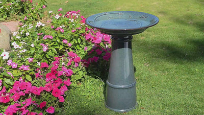 78414-03 -  Ceramic Birdbath - Ocean Blue Serenity
