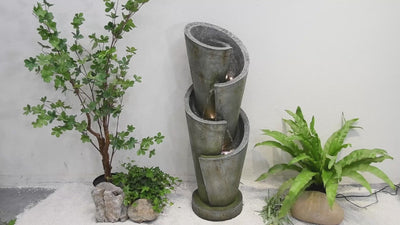 Multi-leveled Solar Powered Fountain With Warm White Leds