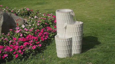 79586-03-IV -  Ivory Ceramic Fountain - Elegance in Simplicity, No Lights